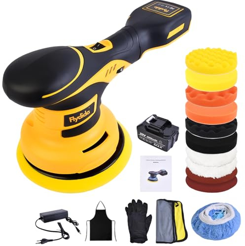 Polishing - Lucidatrice senza fili per auto, batteria con 1 pezzo da 20 V, 4000 mAh, 6 velocità variabili, 2500-5000 giri/min, set di lucidatura da 20 pezzi per la cura dei dettagli dell'auto e