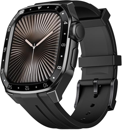 Fsavlroy Coque avec Bracelet Compatible avec Apple Watch 46mm (série 11 10) Bracelets en Silicone avec Boîtiers Protection Métal pour iWatch 46mm 45mm 44mm(série 11 10 9 8 7 6 5 4 SE) femme homme