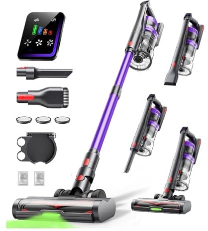Cordless Vacuum Cleaner, 65Mins 600W 50KPA Stick Vacuum Cordless with V-Shape Anti-Tangle Brush, Aromatherapy Release, 1.8L Dust Cup One-Touch Empty, Powerful Vacuum for Home Floors/Pet Hair/Car/Stair