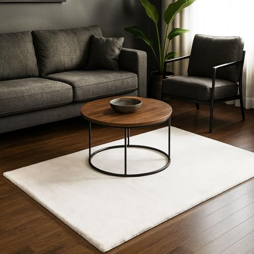 VIMODA Teppich Wohnzimmer Schlafzimmer Ultra Weich – Modern, super flauschig & weich, dicht gewebt,Farbe:Creme;Maße:160x230 cm