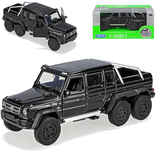 alles-meine.de GmbH Mercedes-B G-Klasse G63 AMG 6x6 Schwarz ca 1/43 1/36-1/46 Welly Modell Auto mit individiuellem Wunschkennzeichen