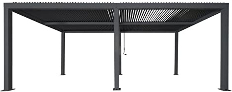 PROREGAL Carport, HxBxT 220x583x301 cm, 11cm-Aluminium-Gestell, Regenrinne sturmfest, 3x6m, Anthrazit, Autoüberdachung Garage Unterstand