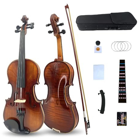 YoungMonic Violine 4/4 Full Size für Erwachsene Violine Geige Set für Anfänger mit Schulterstütze Bogenbrücke Hartschalenkoffer und extra 4 Saiten