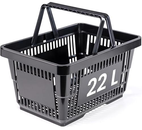 KONZEPT Einkaufskorb 22 L in Schwarz – vielseitiger Einkaufskorb mit zwei Henkeln für Einkäufe, Garten, Haushalt, Garage & Auto (ca. 43 x 30 x 23 cm)