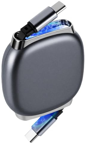 RUIZHI Câble de charge USB C enroulable USB C vers USB C - Rétractable - 240 W - Câble de données USB C compatible avec Phone Pad Mac-Book Galaxy S25 S24 (noir)