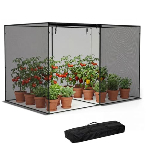 HOMASIS Serra da Giardino 310 x 200 x 200 cm, Serra con Rete Traspirante in Nylon di Copertura, Tubi Metallici, Porta Avvolgibile con Cerniera e Borsa per Trasporto, Tenda Protettiva per Piante
