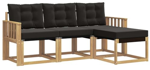 vidaXL Outdoor-Sofagarnitur mit Kissen 4 pcs Weiß und Schwarz, Garten-Sofa, modernes Lounge-Set für draußen, haltbar, gemütliche Terrasse-Sitze für jeden Anlass