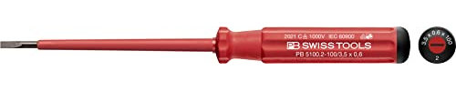 PB Swiss Tools Schlitz VDE Schraubendreher PB 5100.2-100 | 100% Swiss Made | einzelner Elektro Schraubendreher isoliert bis 1000V AC / 1500V DC