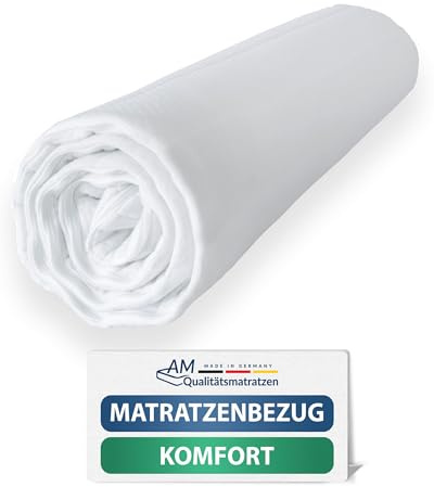 AM Qualitätsmatratzen Komfort Matratzenbezug 90x220 für 18 cm Kernhöhe - Made in Germany & Oeko-TEX Siegel - Allergiker Matratzenbezug 90x220 mit 4 seitigem Reißverschluss - 60 Grad waschbar