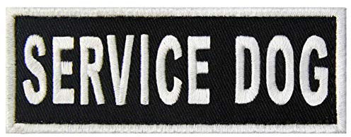 Warnschild für Hunde/Geschirre, bestickter Verschluss, Haken und Schlaufe SERVICE DOG