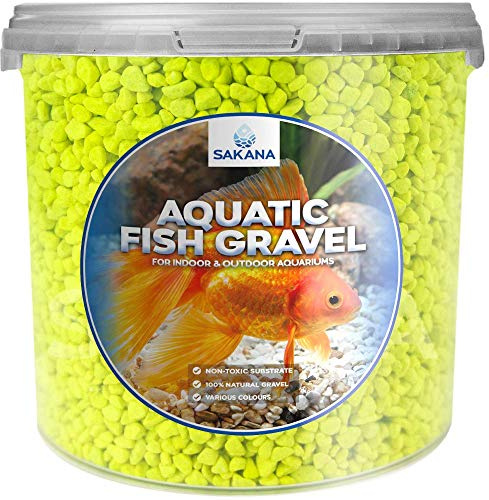 Sakana Yellow Fluorescent Fish Gravel - Premium Aquatic Tank Aquarium Stones (1 Litre Tub)