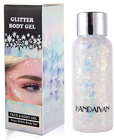 GL-Turelifes Mermaid Pailletten Chunky Glitter Liquid Lidschatten Glitter Body Gel Festival Glitter Kosmetik Gesicht Haar Nägel Make-up Long Lasting Sparkling 30 g (09# Weiß)