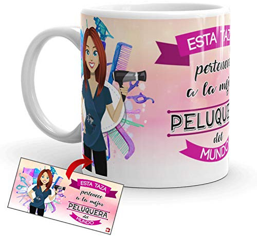 Kembilove Taza de Café de la Mejor Peluquera del Mundo – Taza de Desayuno para la Oficina – Taza de Café y Té para Profesionales – Taza de Cerámica Impresa – Tazas de Jefe de 350 ml para Peluqueras