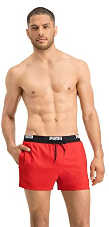 PUMA Herren Logo Short Length Swim Shorts Badehose, Red, XL EU