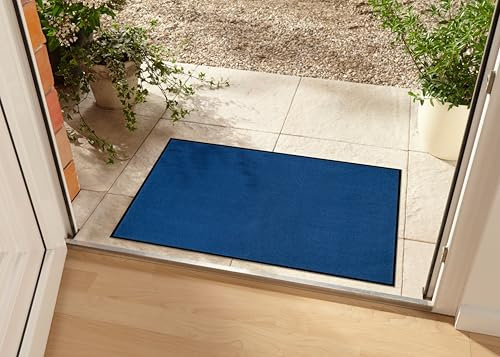 Hanse Home Waschbare In- & Outdoor Fußmatte Uni einfarbig Fußabtreter Schmutzfangmatte Türmatte Schmutzfänger Eingangsteppich Anti-Rutsch Größen, 80x120 cm, Dunkelblau