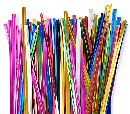 Cheriswelry Metallische Kabelbinder, 2400 Stück, farbige Spiralbinder, Kabel-Organizer aus Kunststoff, für Zellophan, Backen, Party, Süßigkeiten, Geschenktüten (6 Farben)