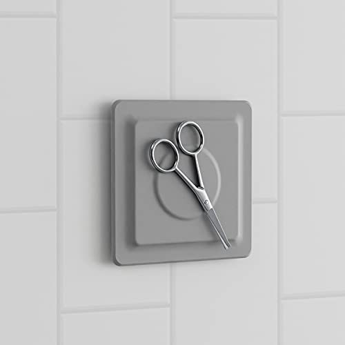 LOBUX® - Magnethalter selbstklebend zur Organisation im Bad, Spiegel, Dusche, Wand [Soft-Touch Silikon] – Badezimmer Organizer mit Neodym Magnet extra stark zur Aufbewahrung im Bad (hellgrau)