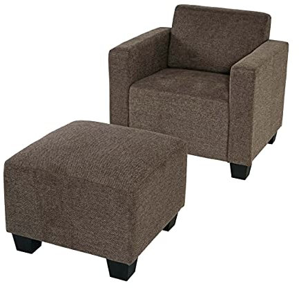 Modular Sessel Loungesessel mit Ottomane Lyon, Stoff/Textil - braun