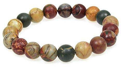 MJDCB Natürlich Edelstein Roter Picasso Perlenarmbänder 10mm Chakra Steine Armband