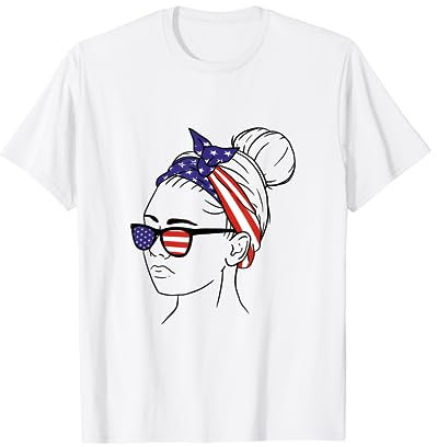 Bandana Mädchen Mit Amerikanischer Flagge T-Shirt