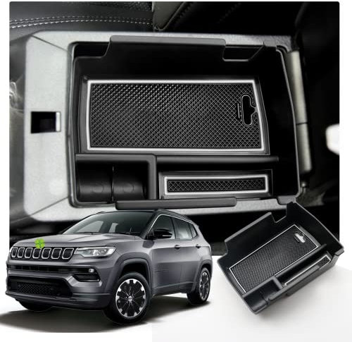 Ruiya Kompatibel mit Jeep Compass 2021-2024 2025 Mittelkonsole Aufbewahrungsbox, Compass Armlehne Organizer Tray Mittelarmlehne Handschuhfach Mittelkonsole Organizer Ablagefach Compass Zubehör