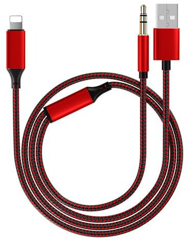 goingaux Aux Kabel für iPhone 2 in 1 Aux Kabel Auto 3,5mm Klinke Adapter Kompatibel mit iPhone 14/14 Pro/14Pro Max/13/13 Pro/12/11/XR/X/8/7für Auto-Stereoanlagen (120cm)