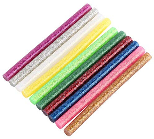 10Pcs Mix Color Hot Melt Glue Stick, EVA Glitter Gold Powder Adhesive Sticks Kit Craft Attaching DIY Tools