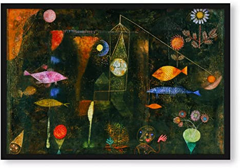 Pixxprint Paul Klee - Fischzauber, Poster im Bilderrahmen, Format: 55x40cm, Kunstdruck gerahmt