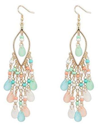 1 paar perlen ohrringe charme böhmischen tropfen frauen baumeln ohr bunte quasten ohrringe Mini Ohrstecker (Multicolor, One Size)