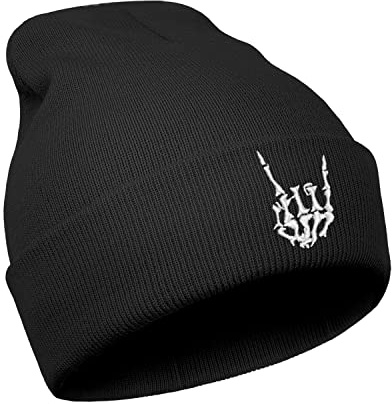 Halloween-Strickmütze mit Totenkopf-Motiv, Gothic, für Herren und Damen, cooles Emo-Gothic-Design, Geburtstag, Weihnachten, Skelett, Geschenke, Winter