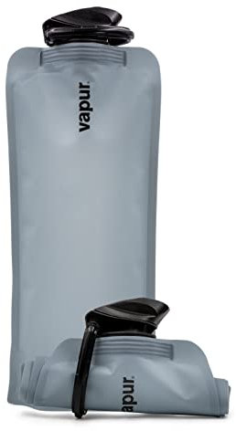 Vapur Flexible, Collapsible Wide Mouth Anti-Bottle with Detachable Carabiner, 34 Ounce, Graphite Grey, Pack of 1