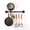 LINKPIPES Estante para ollas de tubo, soporte para tapa de utensilios industriales montado en la pared, colgador de utensilios de cocina, barra colgante con ganchos en S (24 pulgadas, negro)