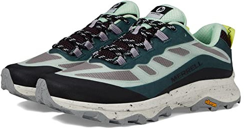 Merrell Moab Speed Wanderschuhe für Damen - Textilkonstruktion - PU-Schaumstoff-Einlegesohle - FloatPro Foam™ Zwischensohle, Jade/mehrfarbig, 42 EU