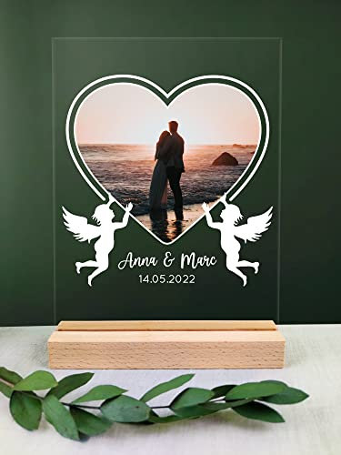 Herz Fotogeschenk Acryltafel - Personalisierte Geschenke, Foto Geschenke, BFF Geschenke, Geschenke für Frauen und Männer, Liebe, Herz, Taufgeschenk, Liebes Geschenk für Ihn und Sie