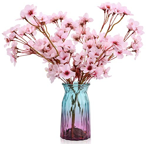 Vesaneae 4 Bündel Künstliche Blumen, Hellrosa Seidenblumen Künstliche Kirschblüten Deko, Artificial Flowers für Home Party Garten Dekor, Hochzeit Blumen, Tisch Mittelstücke, Blumenarrangements