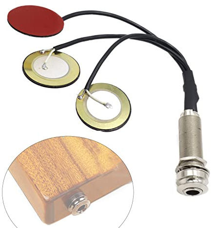 Cheerock 1 x Piezo-Tonabnehmer, 3-in-1-Mikrofonkontakt-Akustikvorverstärker, 1/4 Zoll selbstklebender Piezo-Tonabnehmer für Kalimba-Daumenklavier und andere kleine Instrumente