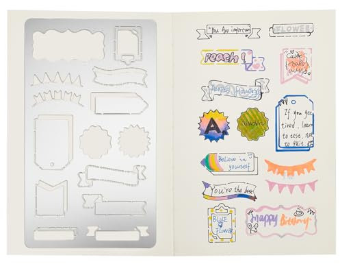 INFUNLY Metall-Tagebuch-Schablonen Banner Metall-Schablonen Lesezeichen Etiketten Schablone Wiederverwendbar Planer Metallvorlage Für Journaling Tagebuch Holzschnitzerei Zeichnungen Holzbrennen