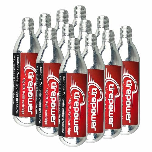 Ctrepower 16g Threaded CO2 Cartridges, 12pcs Pack - Premium Metal CO2 Canisters for CO2 Bike Pump Inflator