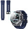GIOPUEY Correas Compatible con Huawei Watch Ultimate, [2 in 1] TPU Silicona La Correa + 3 Piezas Protector de Pantalla, [Resistente al Desgaste] [Transpirable] Pulsera - Azul oscuro