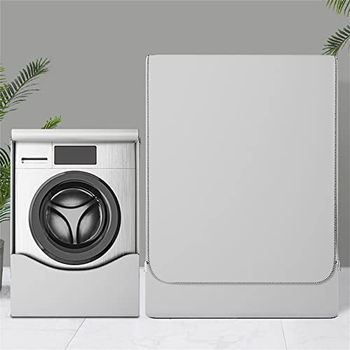 Highdi Washing Machine Cover Waterproof, Washing Machine Covers Indoor with Zipper Sunscreen & Dustproof Washer Protection for Front Load Outdoor Washer and Dryers (Silver grey,M-Capacity 8-10kg)