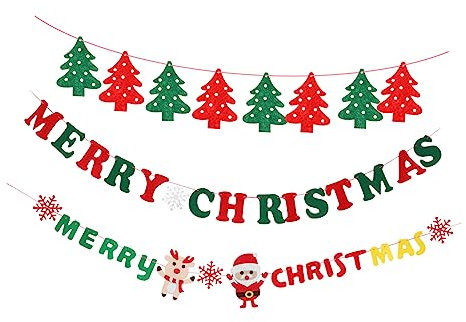 Toyvian 3 Stück Weihnachts-Banner Zum Ziehen Blumen Alphabet-Banner Wimpelkette Banner Weihnachtsdekoration Weihnachtswimpelkette Banner Weihnachtsbaum Hängende Wimpelkette