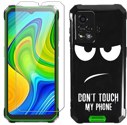 LYZXMY Hülle für Blackview BV9200(6.6) Schwarz Handyhülle + 1 Stück Gehärtetes Glas Schutzfolie, Case Weich Silikon TPU Schutzhülle Cover -DUO5