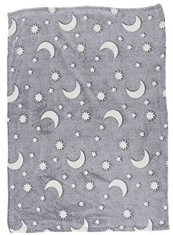 QANYEGN Leuchtende Polyesterdecke, Couchdecke, Plüsch-Fleecedecken Mit Sternen, Im Dunkeln Leuchtende Überwurfdecke(Grau)