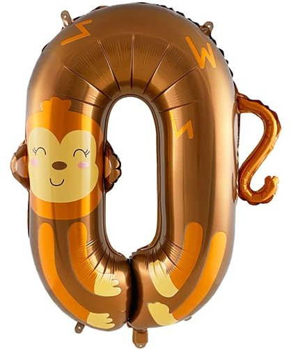 DIWULI Luftballon 0 Geburtstag Dschungel Zoo Zahl Dekoration