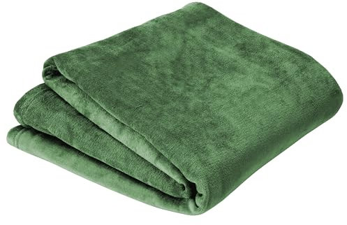 Olivia Rocco Flannel Fleece Throw Blanket Super Soft Warm Fluffy for Bed Sofa Couch Chair Lightweight and Cozy Solid Design, 130 x 150 cm Emerald Green