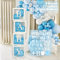 Baby Shower Deko Junge, Baby Ballon Box mit Blau Weiß Luftballons, 4Pcs Baby Boxen mit 27 Buchstaben, für Babyparty Deko Junge, Baby Shower, Geburtstag Deko