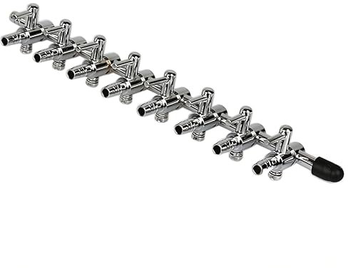 Movoja AQ-Luft Aquarium Luftverteiler | 8 Fach | Stufenlos Regulierbar | Varianten: 2-10fach | Edelstahl | Verteiler Luftstromregler Aquarien