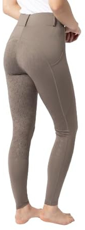 HORZE Damen Reitleggings DEA, Reithose mit Handytasche und Gürtelschlaufen, braun, 36