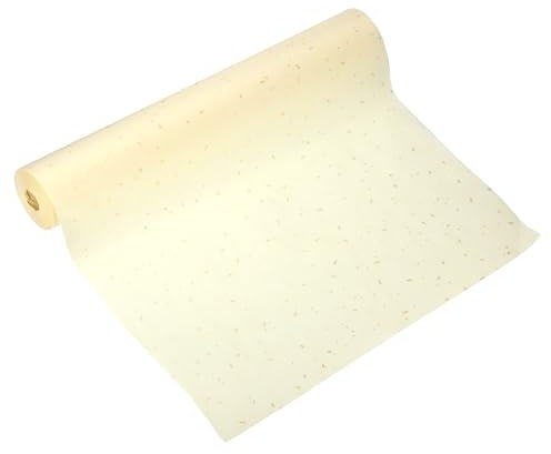 PATIKIL Rouleau de Papier Xuan, 20 Mètres X 35 cm Papier de Calligraphie Chinoise avec Pointe Dorée Chunlian Duilian Papier à Riz pour La Pratique de La Calligraphie, Couleur Jaune Clair