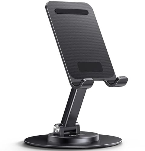 UGREEN Supporto Cellulare Regolabile da Tavolo, Porta per iPad Mini con Base Girevole a 360 Gradi Compatibile con Samsung S24/ S23, iPhone 16/15/14/13 ECC